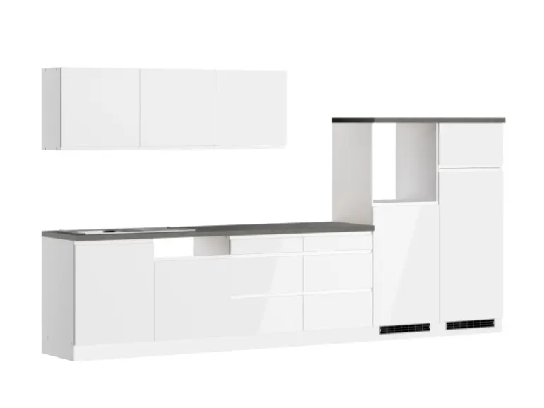 Held Küchen Küchenzeile Gera 360 cm Weiß/Beton ohne E-Geräte