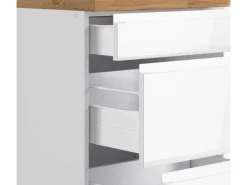 Held Küchen Küchenzeile Gera 300 cm Weiß/Wotan mit E-Geräten Induktion