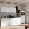 Held Küchen Küchenzeile Gera 300 cm Weiß/Beton ohne E-Geräte /autark