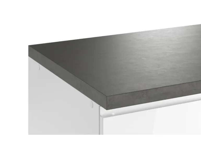 Held Küchen Küchenzeile Gera 300 cm Weiß/Beton mit E-Geräten Induktion