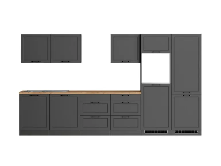 Held Küchen Küchenzeile Kempten 360 cm Grau/Graphit ohne E-Geräte /autark