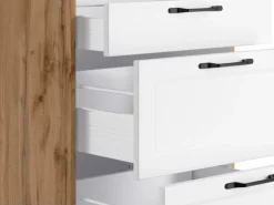 Held Küchen Küchenzeile Kempten 420 cm Weiß/Wotan mit E-Geräte