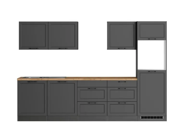 Held Küchen Küchenzeile Kempten 300 cm Grau/Graphit ohne E-Geräte