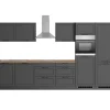 Held Küchen Küchenzeile Kempten 360 cm Grau/Graphit mit E-Geräten autark Indukt.