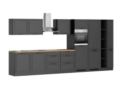 Held Küchen Küchenzeile Kempten 420 cm Grau/Graphit mit E-Geräte
