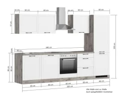Held Küchen Küchenzeile Kempten 300 cm mit E-Geräten Graphit/Grau