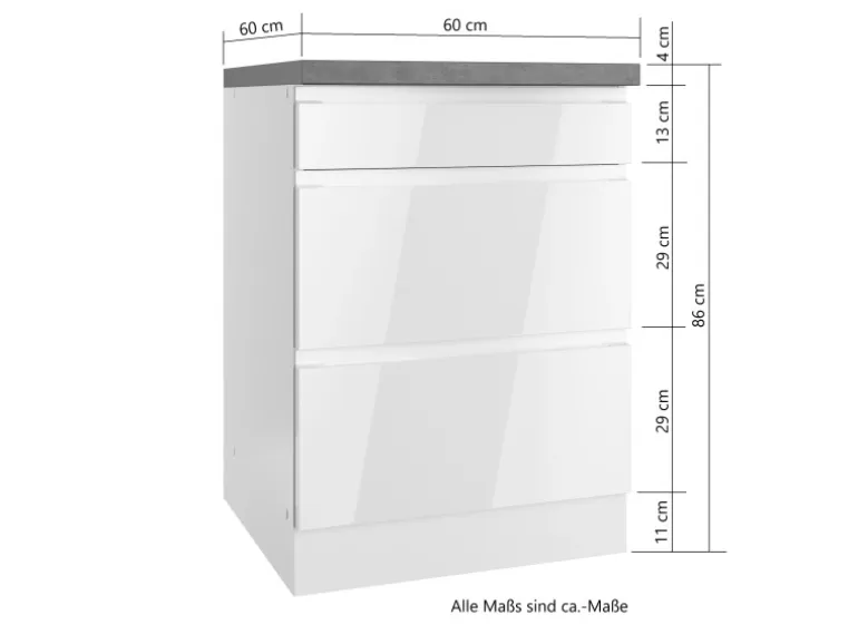 Held Küchen Unterschrank Gera 60 cm Weiß/Wotan