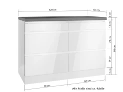 Held Küchen Unterschrank Gera 120 cm Weiß/Beton
