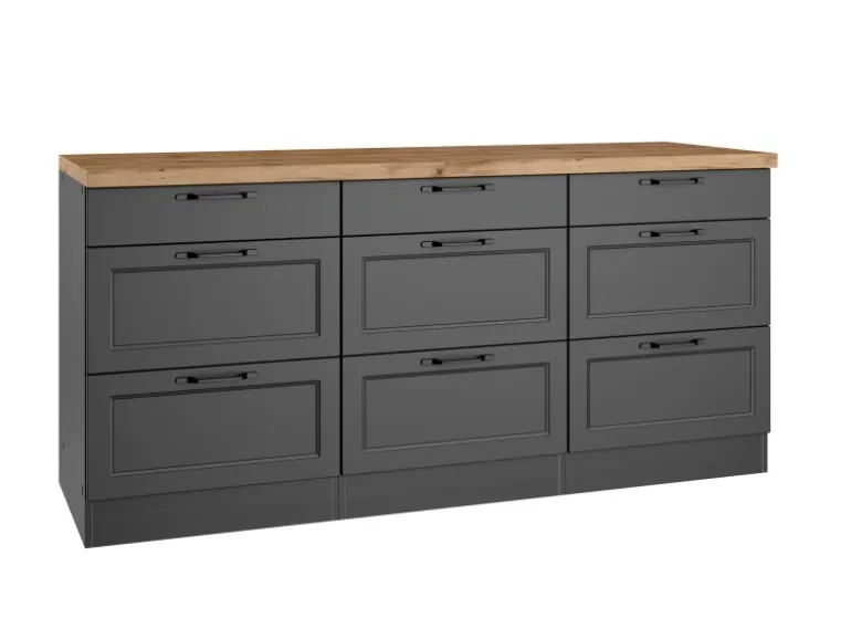 Held Küchen Unterschrank Kempten 180 cm Grau/Graphit