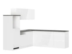 Held Küchen Winkelküche Gera 240 cm Weiß/Beton ohne E-Geräte /autark