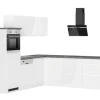 Held Küchen Winkelküche Gera 240 cm Weiß/Beton mit E-Geräten Induktion