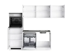 Held Küchen Winkelküche Gera 240 cm Weiß/Beton mit E-Geräten Induktion