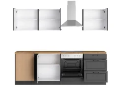 Held Küchen Winkelküche Kempten 240 cm mit E-Geräten Graphit/Grau