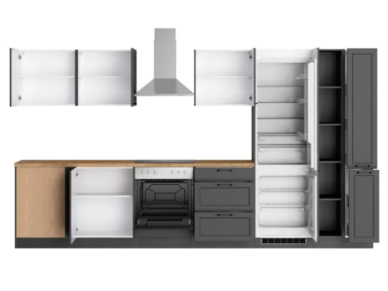 Held Küchen Winkelküche Kempten 360 cm mit E-Geräten Graphit/Grau