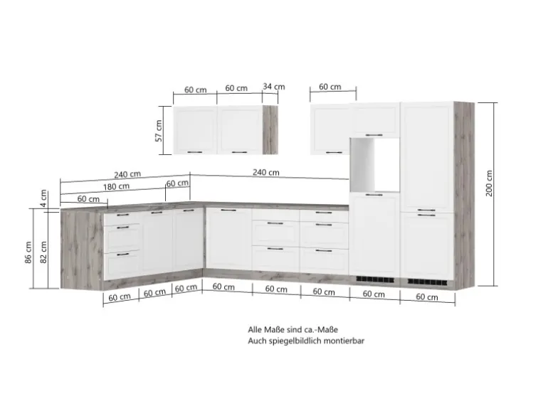 Held Küchen Winkelküche Kempten 360 cm Grau/Graphit ohne E-Geräte