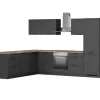Held Küchen Winkelküche Kempten 300 cm mit E-Geräten Graphit/Grau