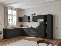 Held Küchen Winkelküche Kempten 360 cm Grau/Graphit ohne E-Geräte /autark