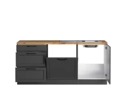 Held Küchen Winkelküche Kempten 360 cm Grau/Graphit ohne E-Geräte /autark