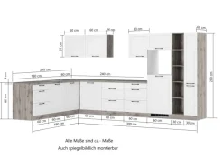 Held Küchen Winkelküche Kempten 360 cm Grau/Graphit mit E-Geräten autark Indukt.