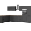 Held Küchen Winkelküche Kempten 360 cm Weiß/Wotan mit E-Geräten Induktion