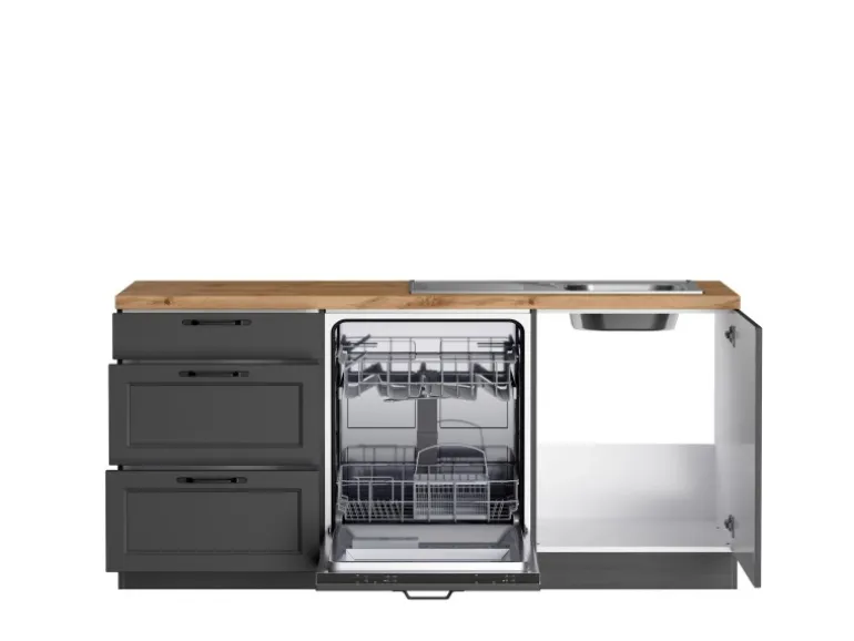 Held Küchen Winkelküche Kempten 420 cm Grau/Graphit mit E-Geräte