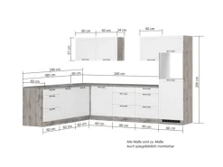 Held Küchen Winkelküche Kempten 300 cm Grau/Graphit ohne E-Geräte /autark