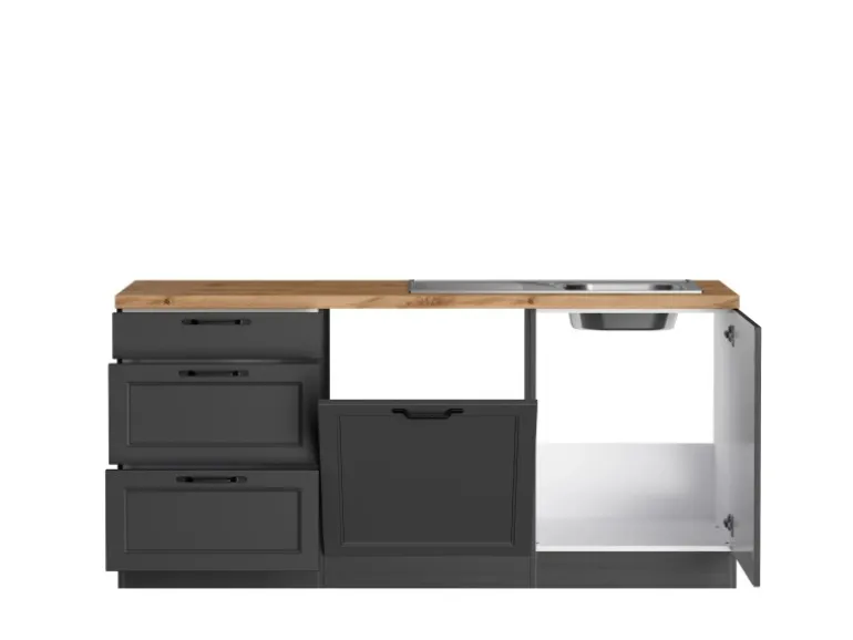 Held Küchen Winkelküche Kempten 300 cm Grau/Graphit ohne E-Geräte /autark
