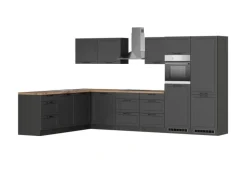 Held Küchen Winkelküche Kempten 360 cm Grau/Graphit mit E-Geräte