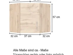 Held Möbel Küchen-Eck-Hängeschrank Sorrento BxHxT 60x57x60cm WotanEiche