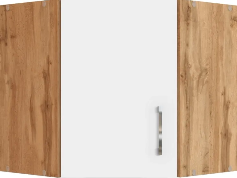 Held Möbel Küchen-Eck-Hängeschrank Sorrento BxHxT 60cmx57cmx60cm Weiß-WotanEiche