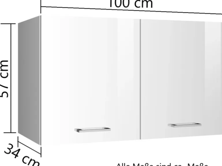 Held Möbel Küchen-Hängeschrank Mailand 100 cm Hochglanz Graphit/Graphit