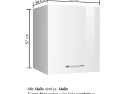 Held Möbel Küchen-Hängeschrank Mailand 50 cm Hochglanz Weiß/Weiß