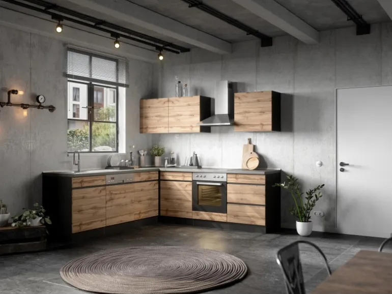 Held Möbel Küchen-Hängeschrank Turin 60 cm Wotaneiche/Graphit
