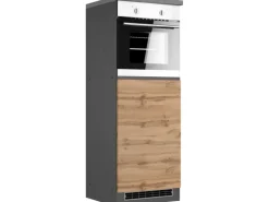 Held Möbel Küchen-Kühlschrank/Ofenumbauschrank Turin 60 cm Wotaneiche/Graphit