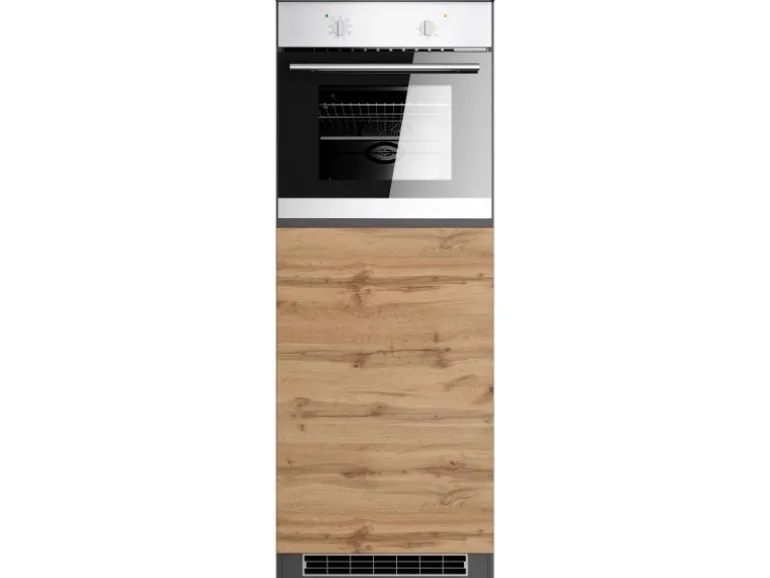 Held Möbel Küchen-Kühlschrank/Ofenumbauschrank Turin 60 cm Wotaneiche/Graphit