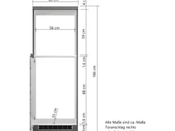 Held Möbel Küchen-Kühlschrank/Ofenumbauschrank Turin 60 cm Wotaneiche/Graphit