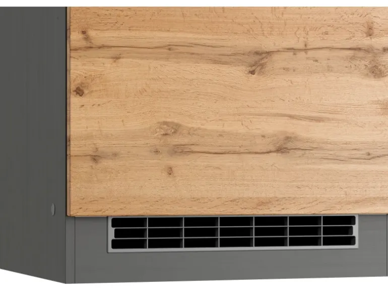 Held Möbel Küchen-Kühlschrank/Ofenumbauschrank Turin 60 cm Wotaneiche/Graphit