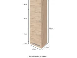 Held Möbel Küchen-Kühlschrankumbau Sorrento B60 x H200 x T60cm Nische Wotaneiche