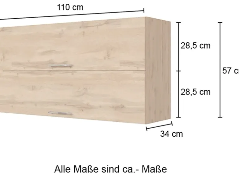 Held Möbel Küchen-Klapphängeschrank Sorrento BxHxT 110x 57x 34cm Weiß-Wotaneiche