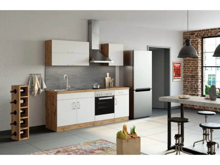 Held Möbel Küchen-Klapphängeschrank Sorrento BxHxT 100x 57x 34cm Weiß-Wotaneiche