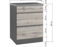 Held Möbel Küchen-KochfeldKüchen-Umbauschrank Turin 60 cm Wotaneiche/Graphit