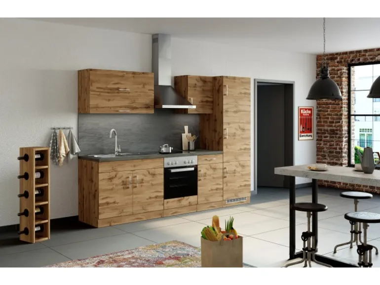 Held Möbel Küchen-Spülenschrank Sorrento B100 x H85 x T60 cm 2 Türen Wotaneiche