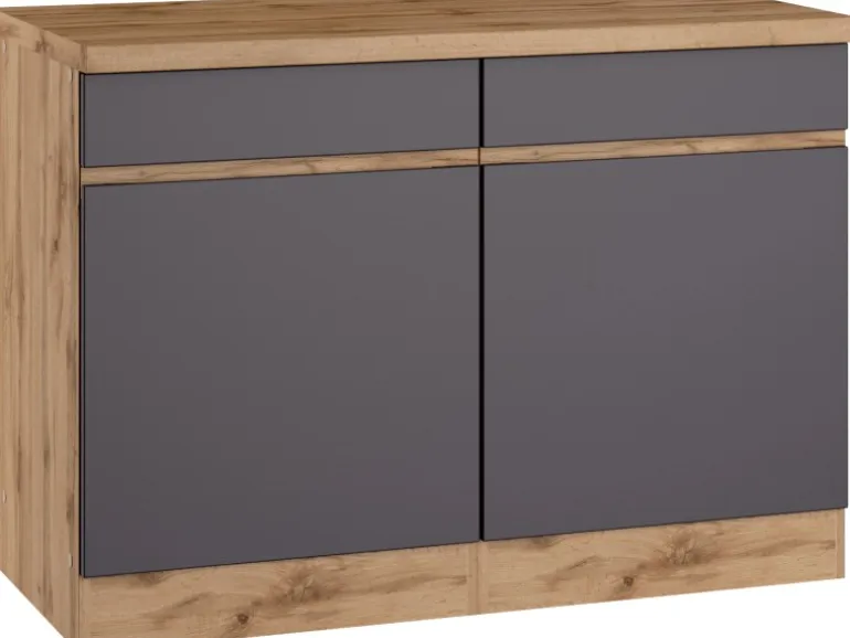 Held Möbel Küchenunterschrank Turin 120 cm Graphit/Wotaneiche