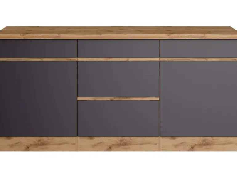 Held Möbel Küchenunterschrank Turin 180 cm Graphit/Wotaneiche