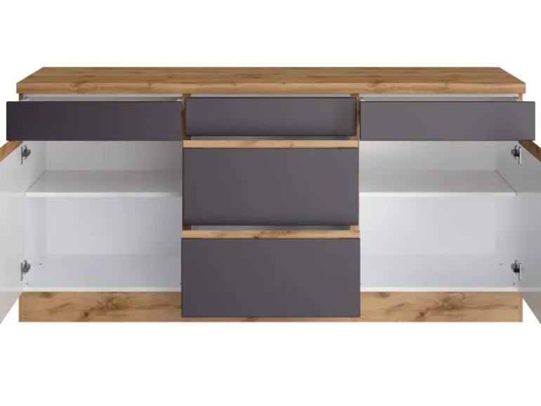 Held Möbel Küchenunterschrank Turin 180 cm Graphit/Wotaneiche