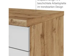 Held Möbel Küchenzeile 240 cm Matt Weiß-Wotaneiche ohne E-Geräte