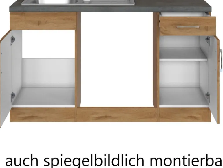 Held Möbel Küchenzeile Sorrento 210/ 270 cm Wotaneiche o. E-Geräte Winkel