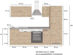 Held Möbel Küchenzeile Sorrento 270 cm Wotaneiche-Wotaneiche