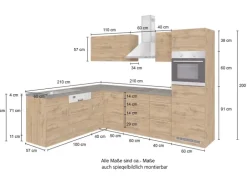 Held Möbel Küchenzeile Sorrento 210/ 270 cm Wotaneiche Winkel
