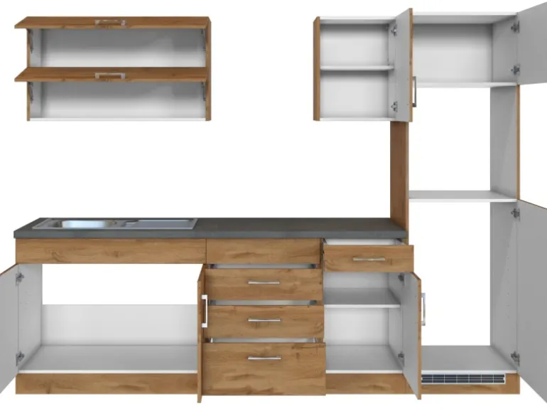 Held Möbel Küchenzeile Sorrento 270 cm Wotaneiche ohne E-Geräte